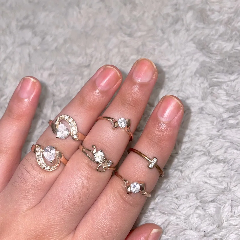 Rhinestone ring set 6 piece ring jewelry - Picture 1 of 14